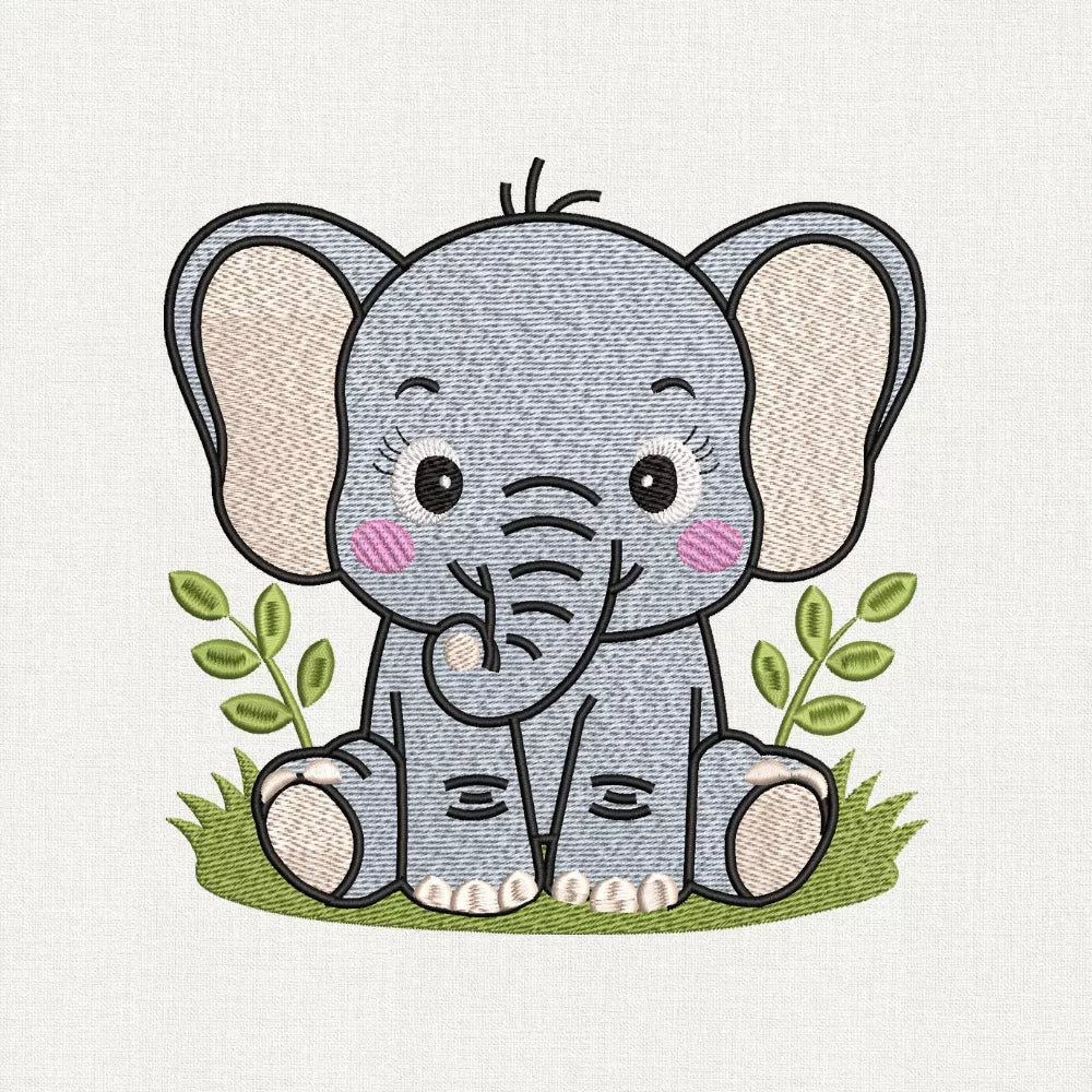 Baby Elephant Embroidery Design
