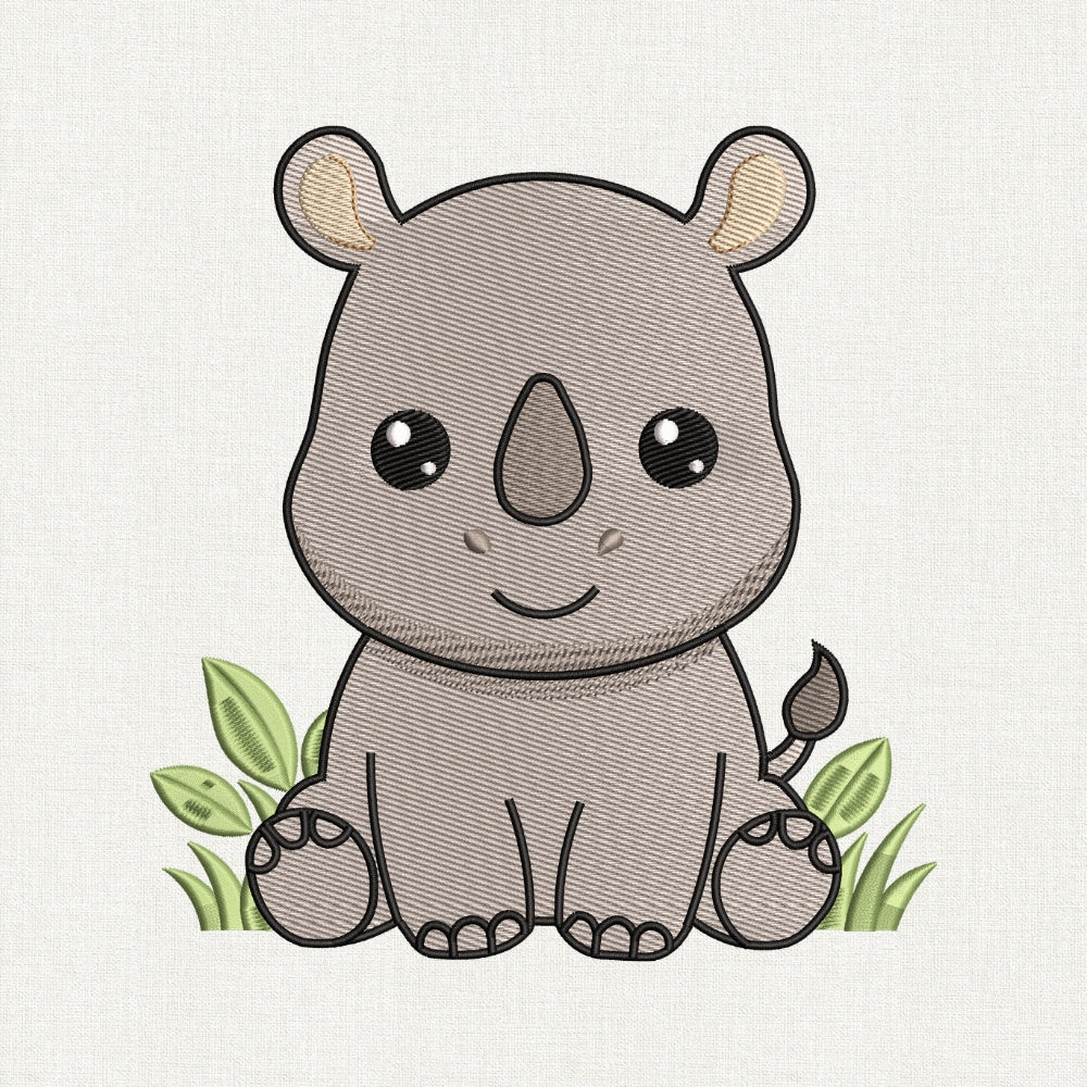 Baby Rhinoceros Embroidery Design