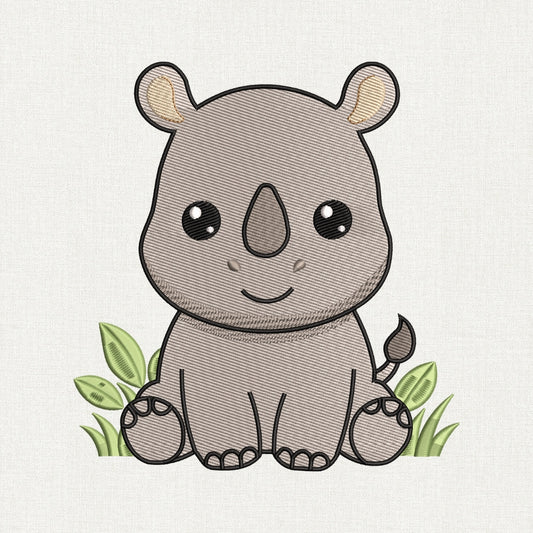 Baby Rhinoceros Embroidery Design