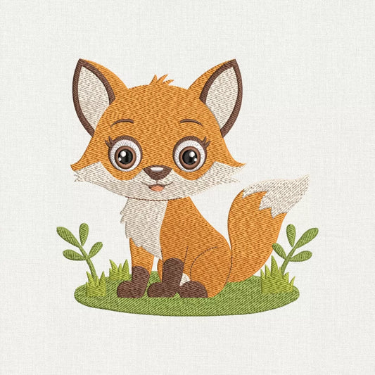 Cute Baby Fox Embroidery Design