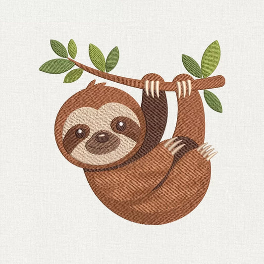 Cute Baby Sloth Embroidery Design