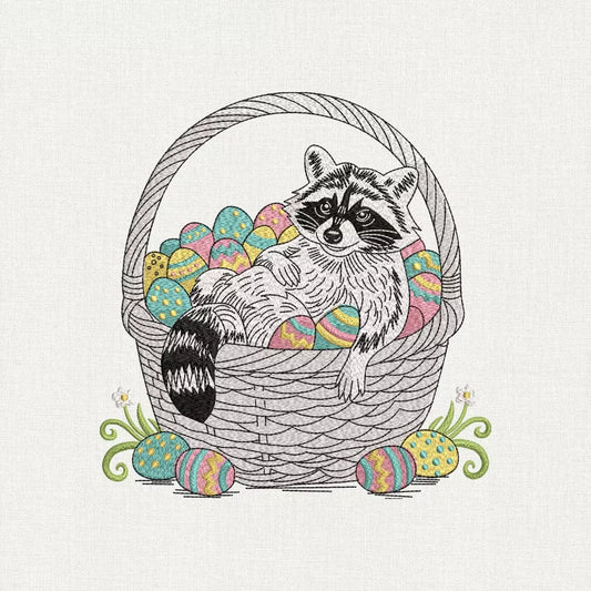 Easter Raccoon Embroidery Design