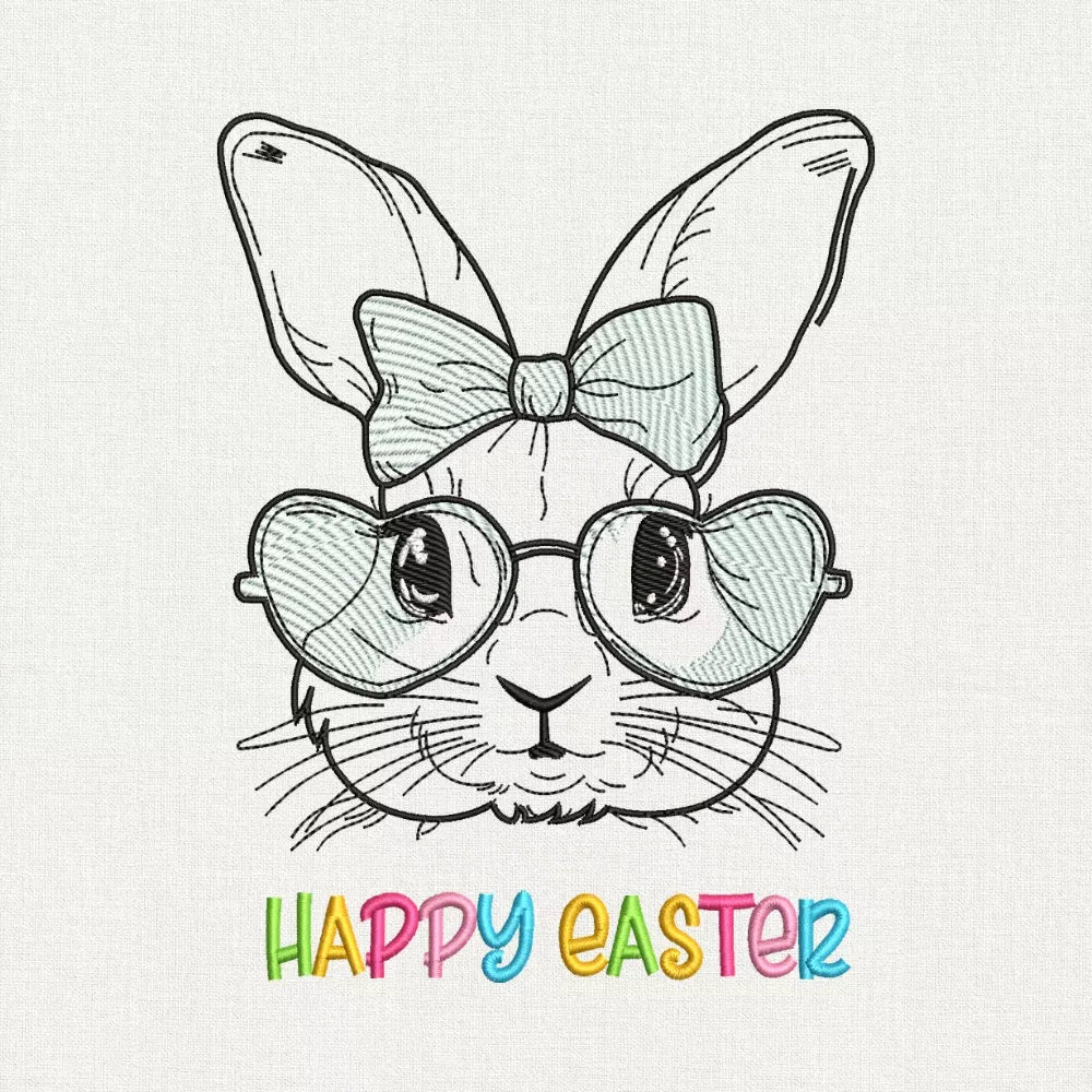 Happy Easter Bunny Embroidery Design