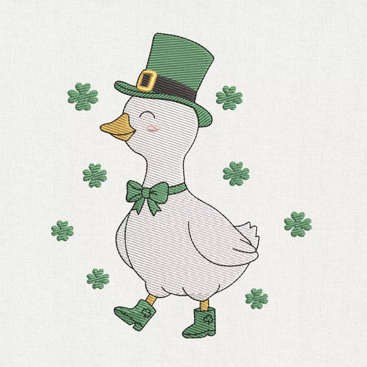 Lucky Shamrock Goose Embroidery Design