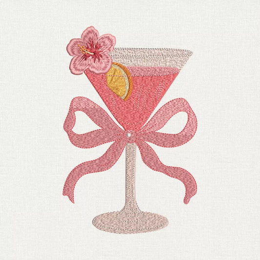 Pink Martini Embroidery Design with Bow